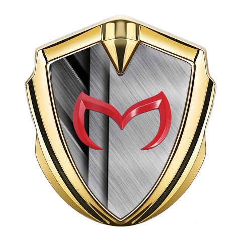 Mazda Bodyside Domed Emblem Gold Polished Details Red Logo