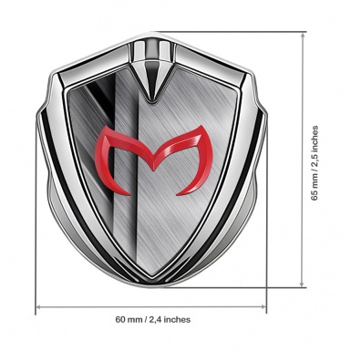 Mazda Bodyside Domed Emblem Silver Polished Details Red Logo