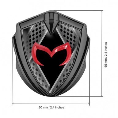 Mazda Emblem Metal Badge Graphite Steel Ornaments Red Logo