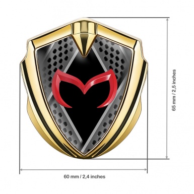 Mazda Emblem Metal Badge Gold Steel Ornaments Red Logo