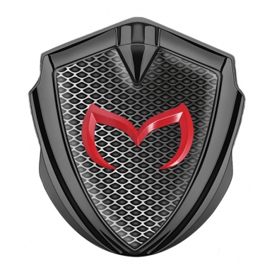 Mazda Emblem Badge Self Adhesive Graphite Metal Grate Red Logo
