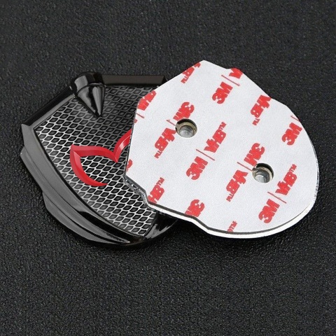 Mazda Emblem Badge Self Adhesive Graphite Metal Grate Red Logo