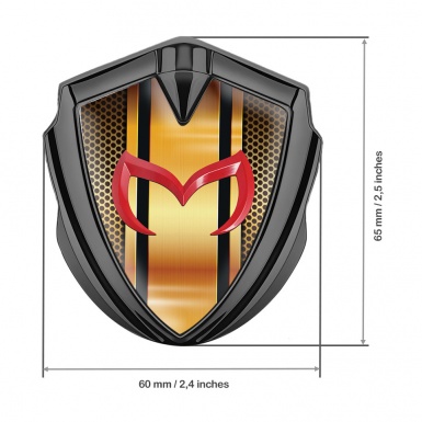 Mazda Emblem Silicon Badge Graphite Orange Perforated Steel Red Logo