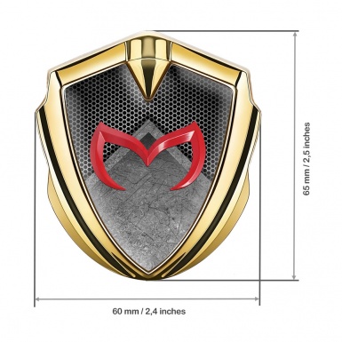 Mazda Metal Emblem Self Adhesive Gold Stone Pattern Crimson Logo
