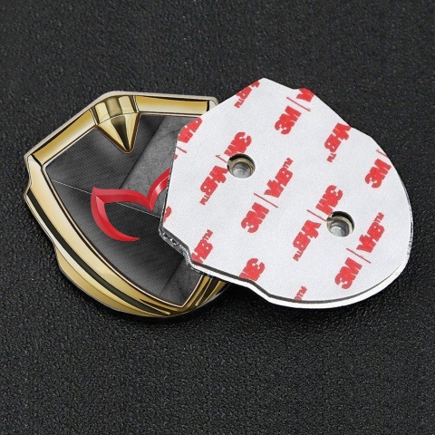 Mazda Bodyside Domed Emblem Gold Grey Brazed Surface Red Logo