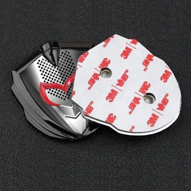 Mazda Emblem Metal Badge Graphite Modern Steel Effect Red Logo