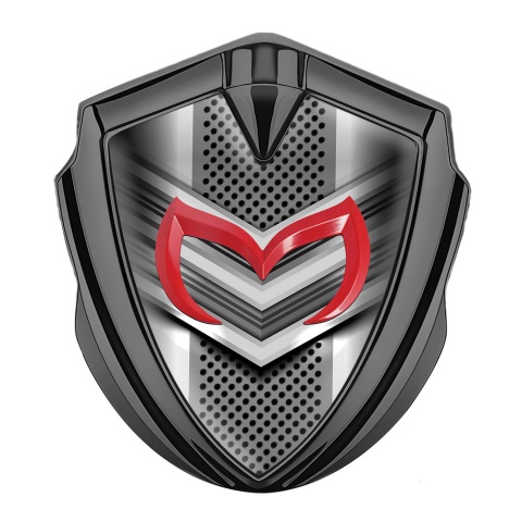 Mazda 3d Emblem Badge Graphite Front Grill Effect Crimson Logo