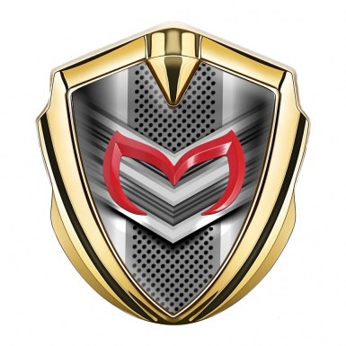 Mazda 3d Emblem Badge Gold Front Grill Effect Crimson Logo