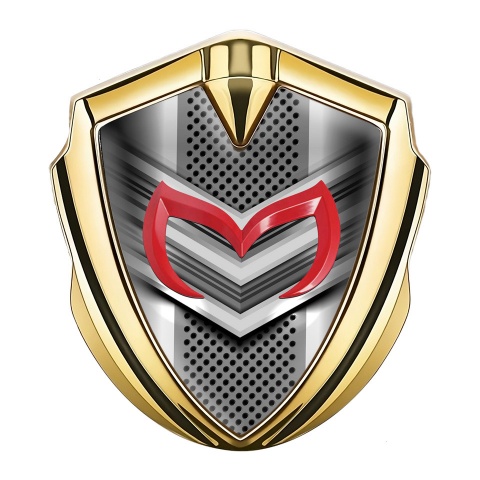 Mazda 3d Emblem Badge Gold Front Grill Effect Crimson Logo
