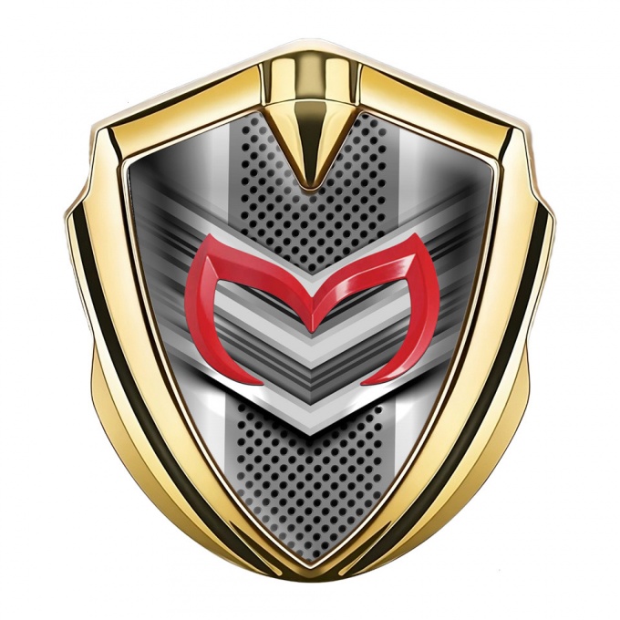 Mazda 3d Emblem Badge Gold Front Grill Effect Crimson Logo