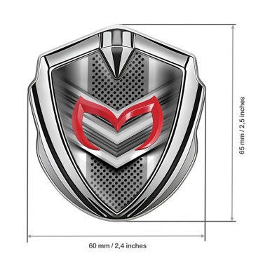 Mazda 3d Emblem Badge Silver Front Grill Effect Crimson Logo
