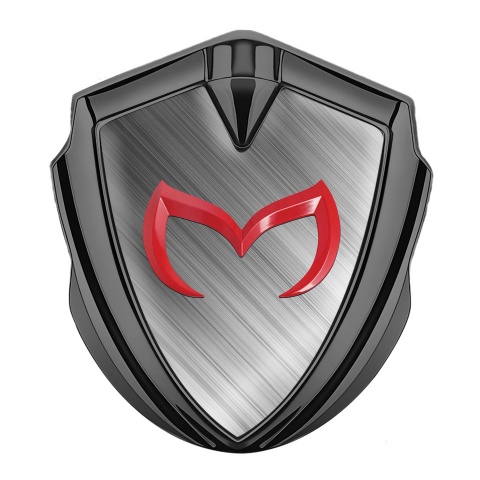 Mazda Emblem Badge Self Adhesive Graphite Brushed Aluminum Crimson Logo