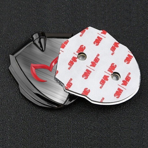 Mazda Emblem Badge Self Adhesive Graphite Brushed Aluminum Crimson Logo