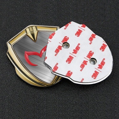 Mazda Emblem Badge Self Adhesive Gold Brushed Aluminum Crimson Logo