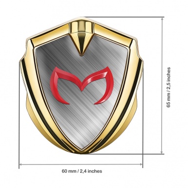 Mazda Emblem Badge Self Adhesive Gold Brushed Aluminum Crimson Logo