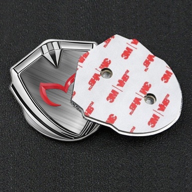 Mazda Emblem Badge Self Adhesive Silver Brushed Aluminum Crimson Logo