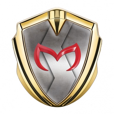 Mazda Silicon Emblem Badge Gold Cut Metal Crimson Logo