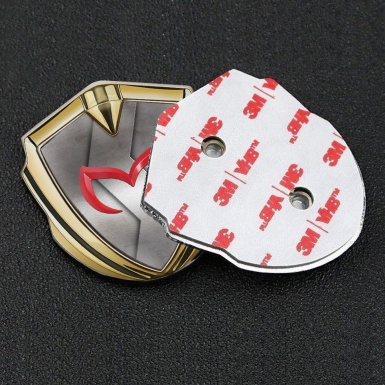 Mazda Silicon Emblem Badge Gold Cut Metal Crimson Logo