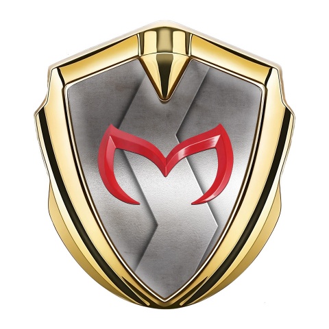 Mazda Silicon Emblem Badge Gold Cut Metal Crimson Logo