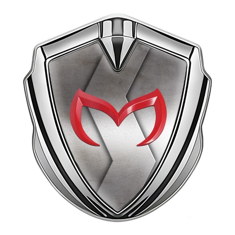 Mazda Silicon Emblem Badge Silver Cut Metal Crimson Logo