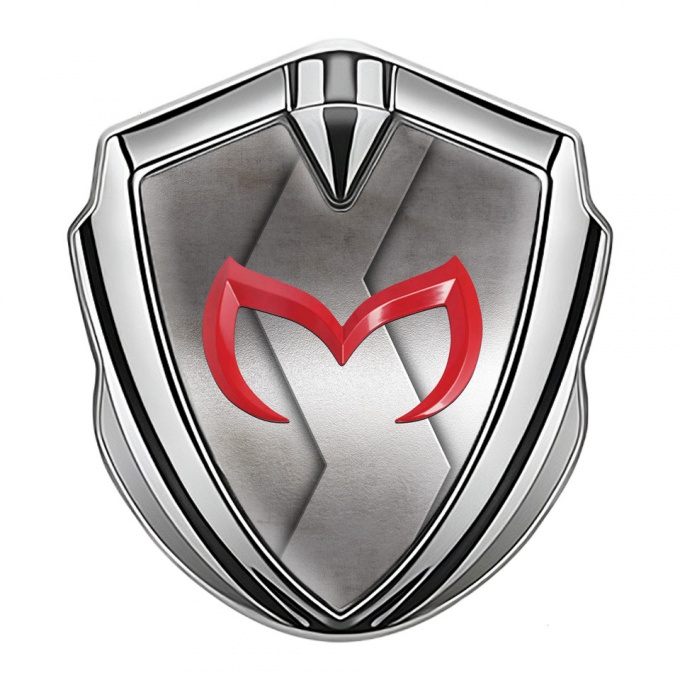 Mazda Silicon Emblem Badge Silver Cut Metal Crimson Logo