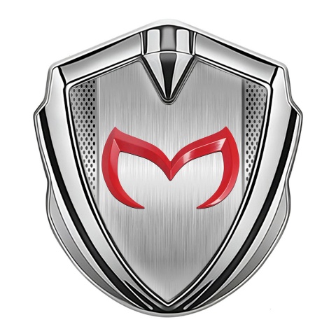 Mazda Emblem Car Badge Silver Solid Panel Crimson Logo Edition