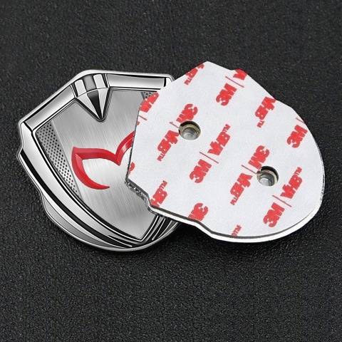 Mazda Emblem Car Badge Silver Solid Panel Crimson Logo Edition