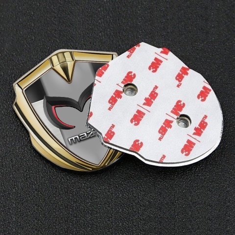 Mazda Metal Emblem Self Adhesive Gold Polished Steel Chrome Logo