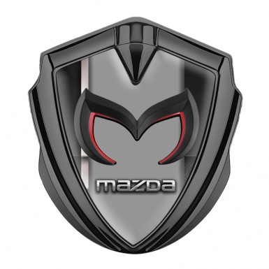 Mazda Fender Emblem Badge Graphite Grey Stripe Chrome Logo Design