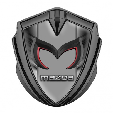 Mazda Emblem Badge Self Adhesive Graphite Grey Strokes Chrome Logo