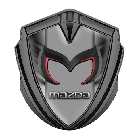 Mazda Emblem Badge Self Adhesive Graphite Grey Strokes Chrome Logo