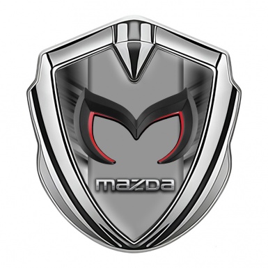 Mazda Emblem Badge Self Adhesive Silver Grey Strokes Chrome Logo