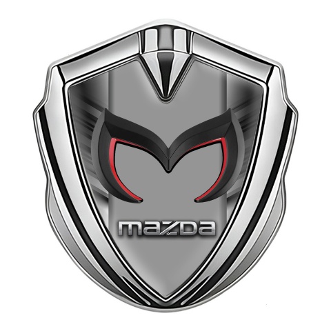 Mazda Emblem Badge Self Adhesive Silver Grey Strokes Chrome Logo