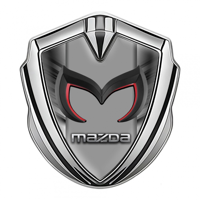 Mazda Emblem Badge Self Adhesive Silver Grey Strokes Chrome Logo