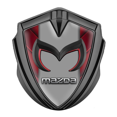 Mazda Silicon Emblem Badge Graphite Red Frame Chrome Logo Motif