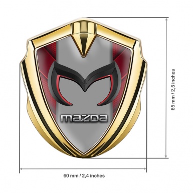 Mazda Silicon Emblem Badge Gold Red Frame Chrome Logo Motif