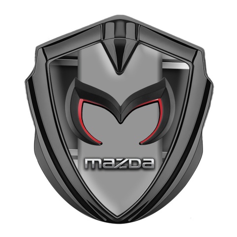 Mazda Emblem Car Badge Graphite Metal Frame Chrome Logo Motif