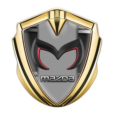 Mazda Emblem Car Badge Gold Metal Frame Chrome Logo Motif