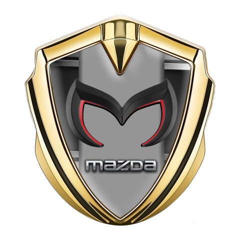 Mazda Emblem Car Badge Gold Metal Frame Chrome Logo Motif