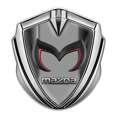 Mazda Emblem Silicon Badge Silver Dark Frame Chrome Logo Motif