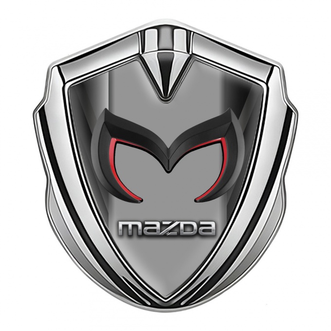 Mazda Emblem Silicon Badge Silver Dark Frame Chrome Logo Motif