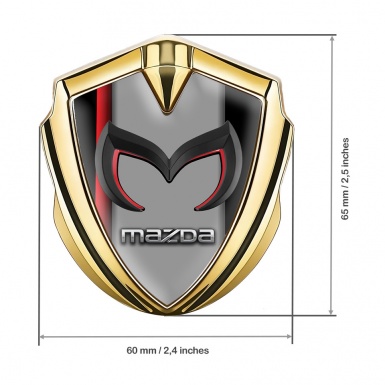 Mazda Emblem Fender Badge Gold Red Sport Line Chrome Logo Edition
