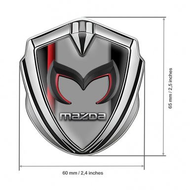 Mazda Emblem Fender Badge Silver Red Sport Line Chrome Logo Edition