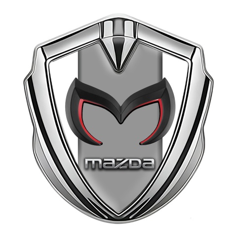 Mazda Emblem Trunk Badge Silver White Frame Chrome Logo Edition