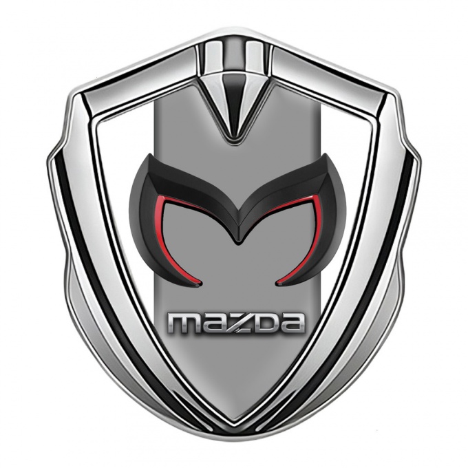 Mazda Emblem Trunk Badge Silver White Frame Chrome Logo Edition