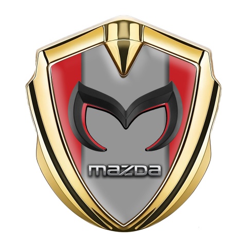 Mazda Emblem Self Adhesive Gold Red Frame Chrome Logo Edition