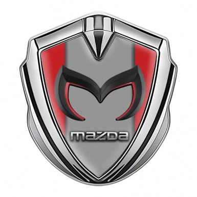Mazda Emblem Self Adhesive Silver Red Frame Chrome Logo Edition
