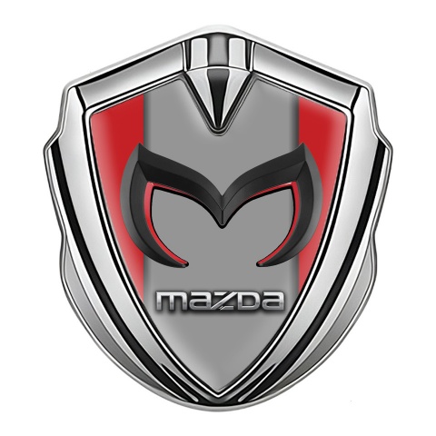 Mazda Emblem Self Adhesive Silver Red Frame Chrome Logo Edition
