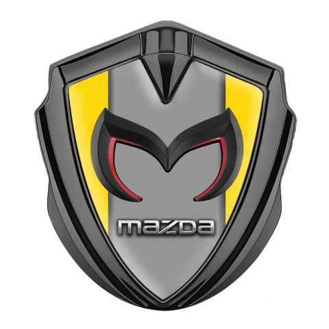 Mazda Emblem Self Adhesive Graphite Yellow Frame Chrome Logo Variant
