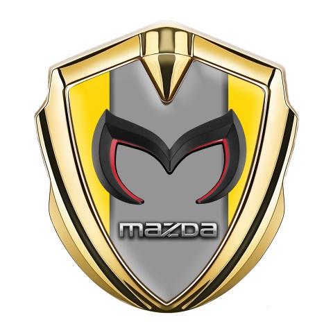 Mazda Emblem Self Adhesive Gold Yellow Frame Chrome Logo Variant